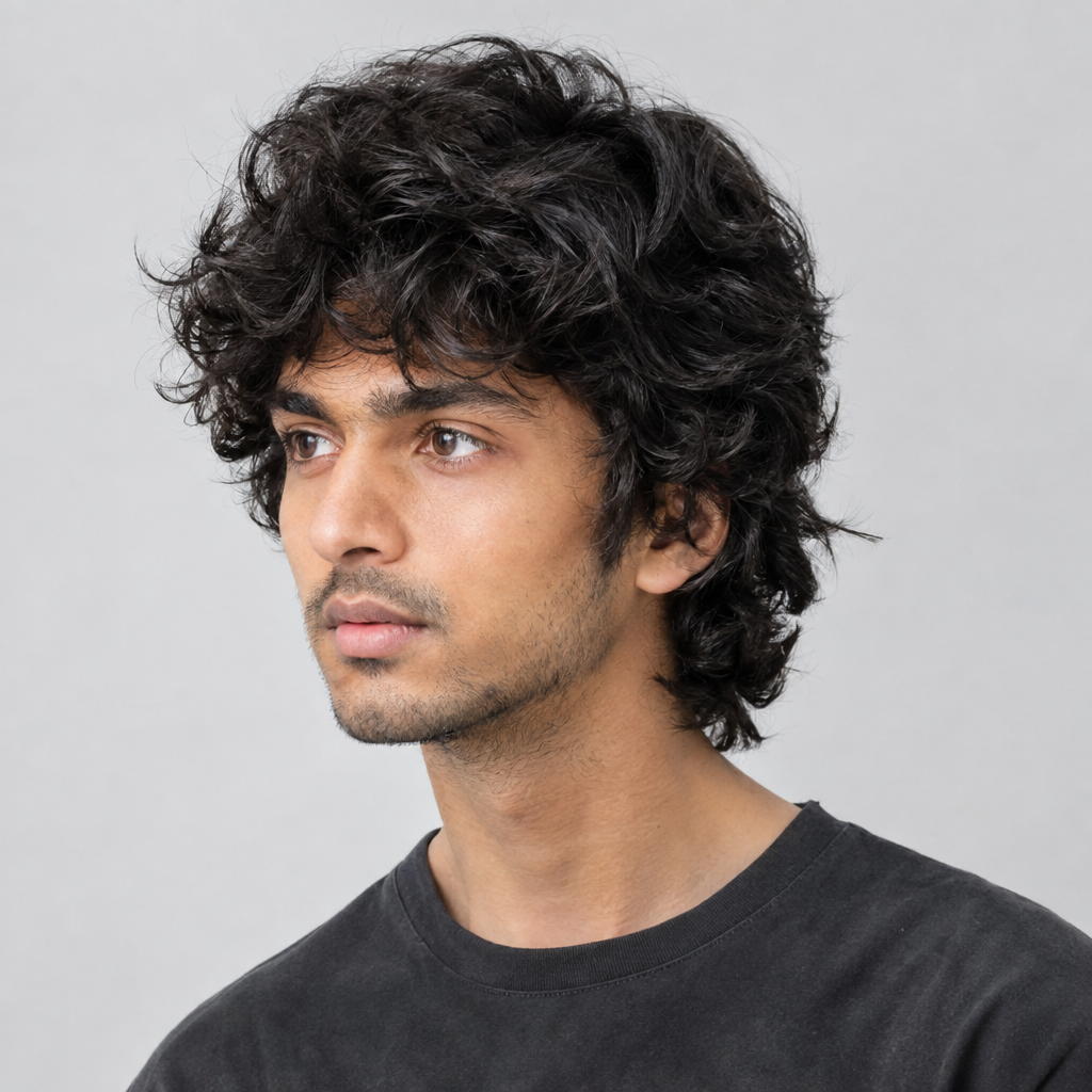 Medium curly shag haircut for men