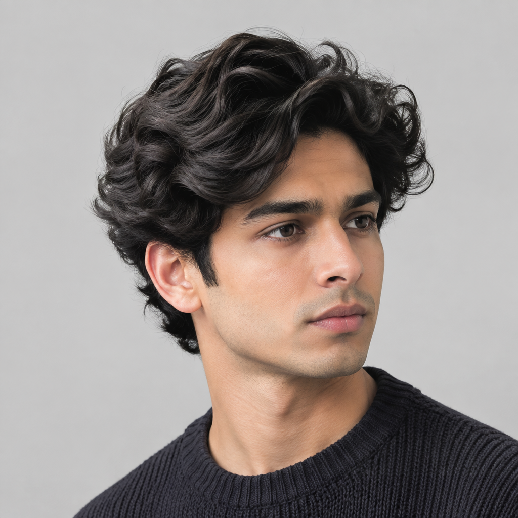Medium curly flow hairstyle for men