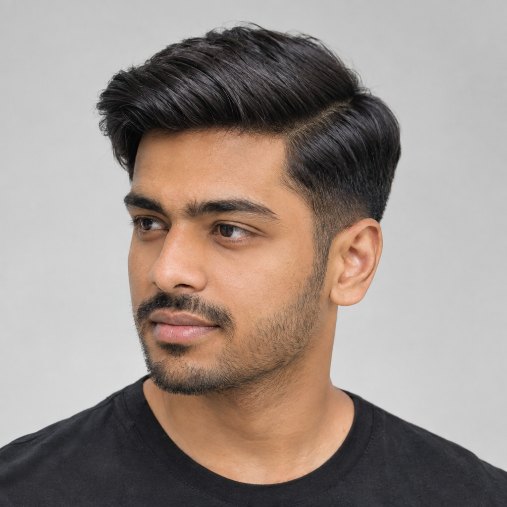 Classic side part formal hairstyle for men with tapered sides