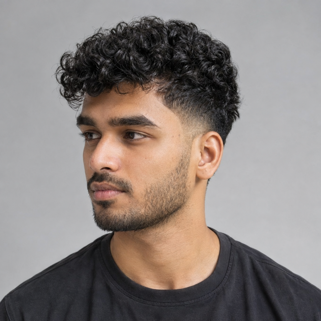 Defined curly taper professional hairstyle for men