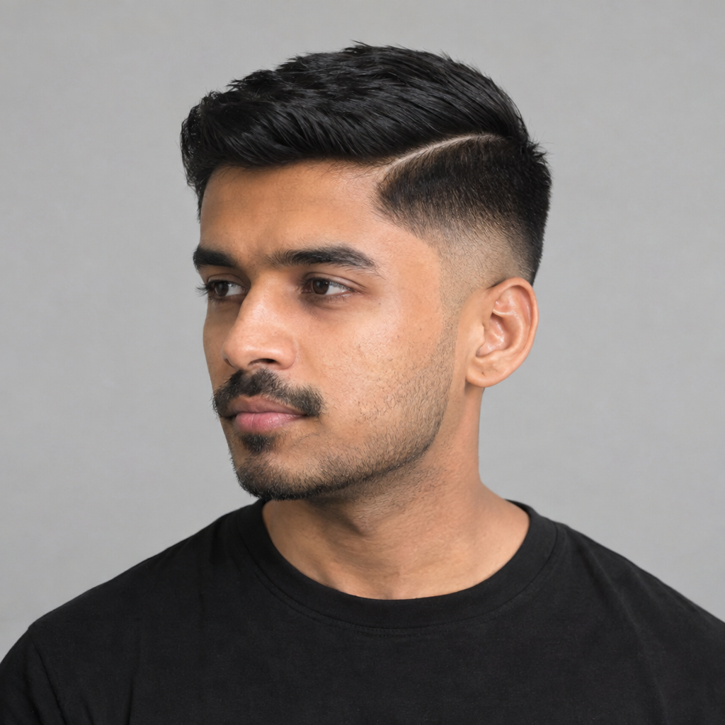 Hard part with low fade formal haircut for men