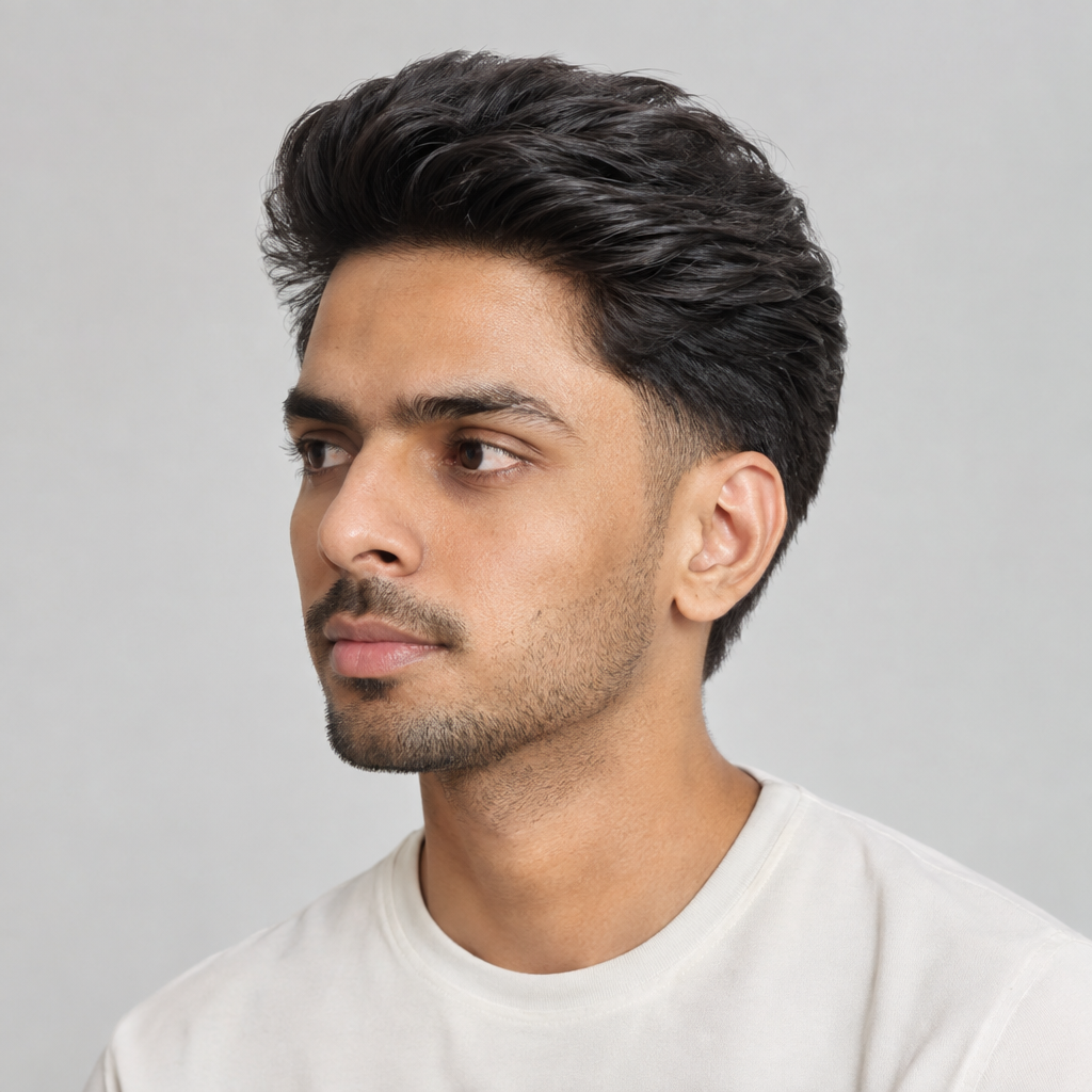 Brushed-back taper professional men's hairstyle