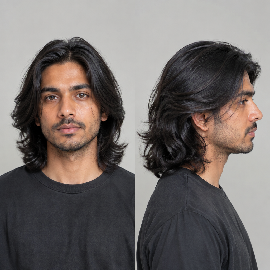 Shoulder-length flow hairstyle for men with long hair