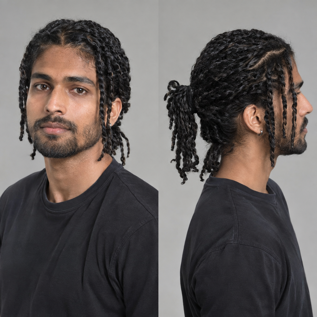 Long twist hairstyle for men
