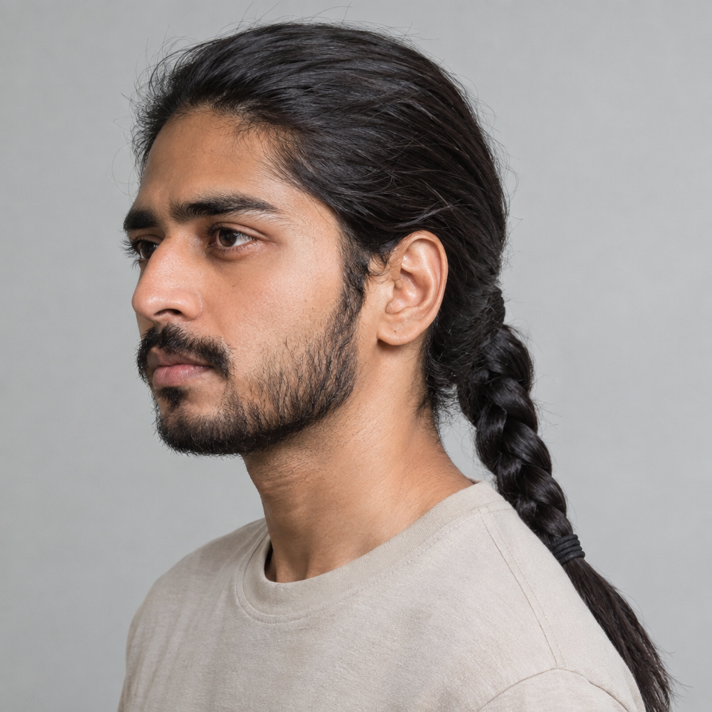 Braided ponytail hairstyle for men
