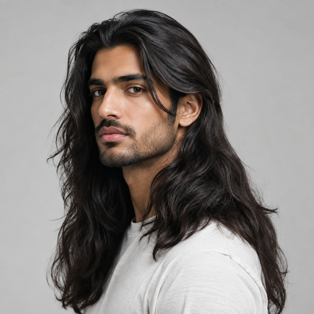 Ultra-long natural hairstyle for men