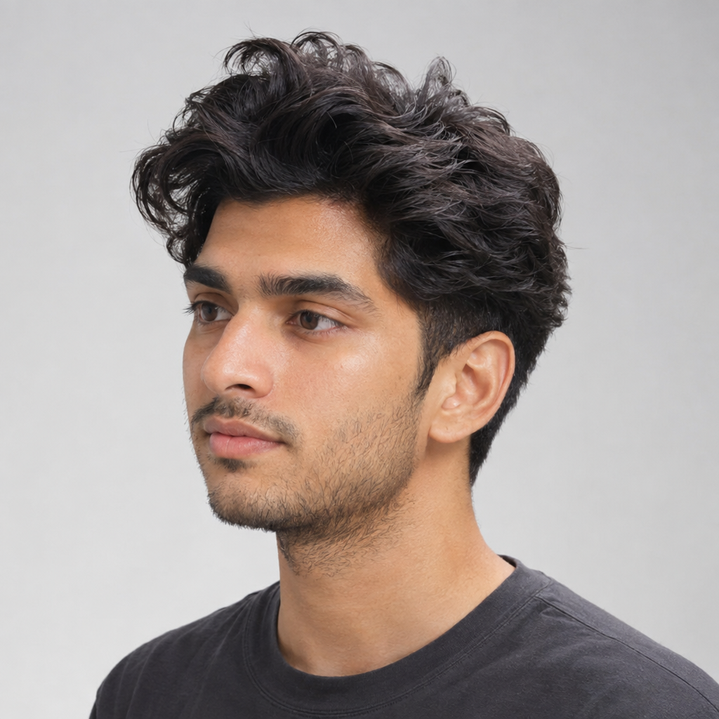 Loose long waves with crown volume for men
