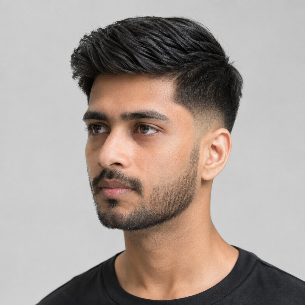 Comb over with low fade for men