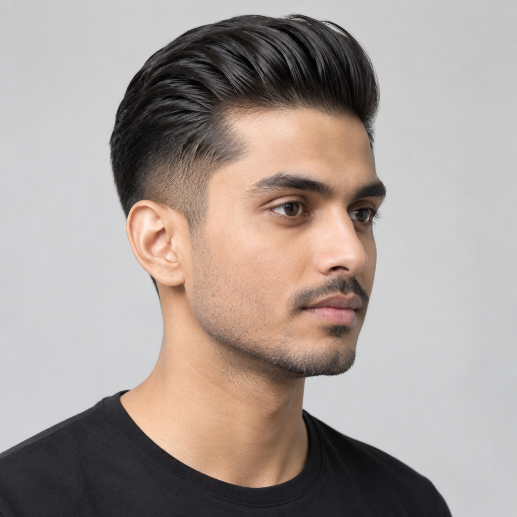Slick back taper short hairstyle for men
