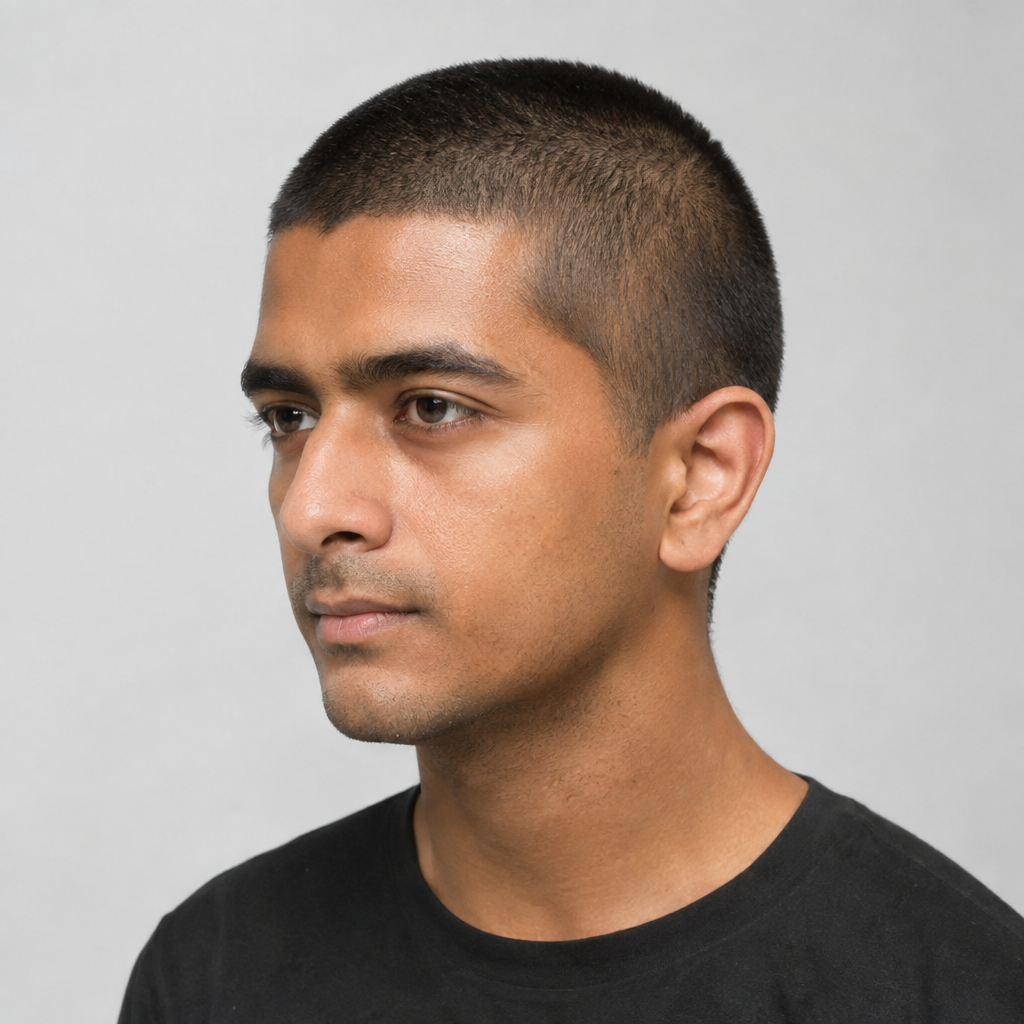 Induction cut for men with very short even hair