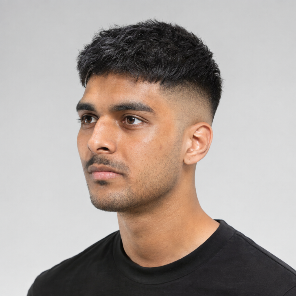 Skin fade crop hairstyle for men