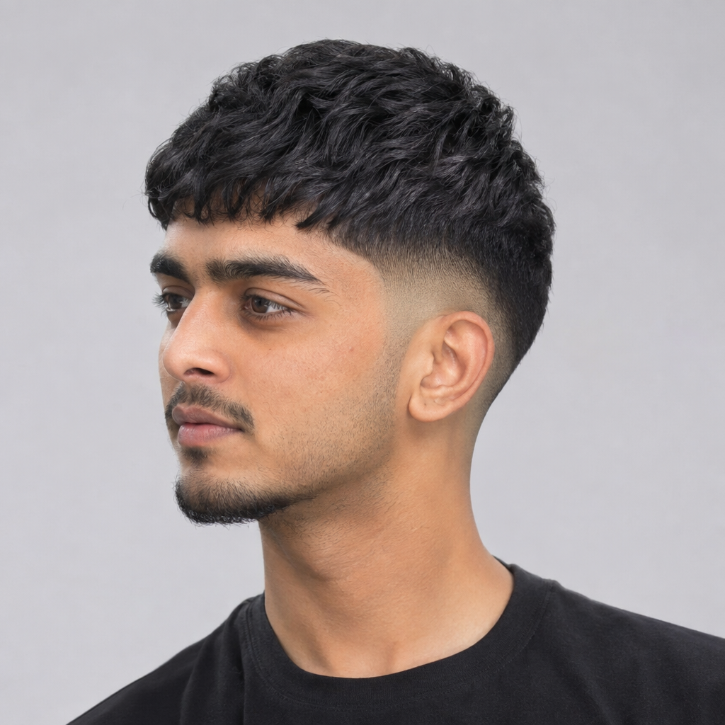 Drop fade with short crop for men