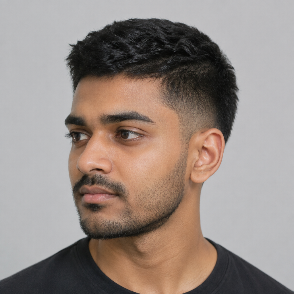 Temple fade short hairstyle for men