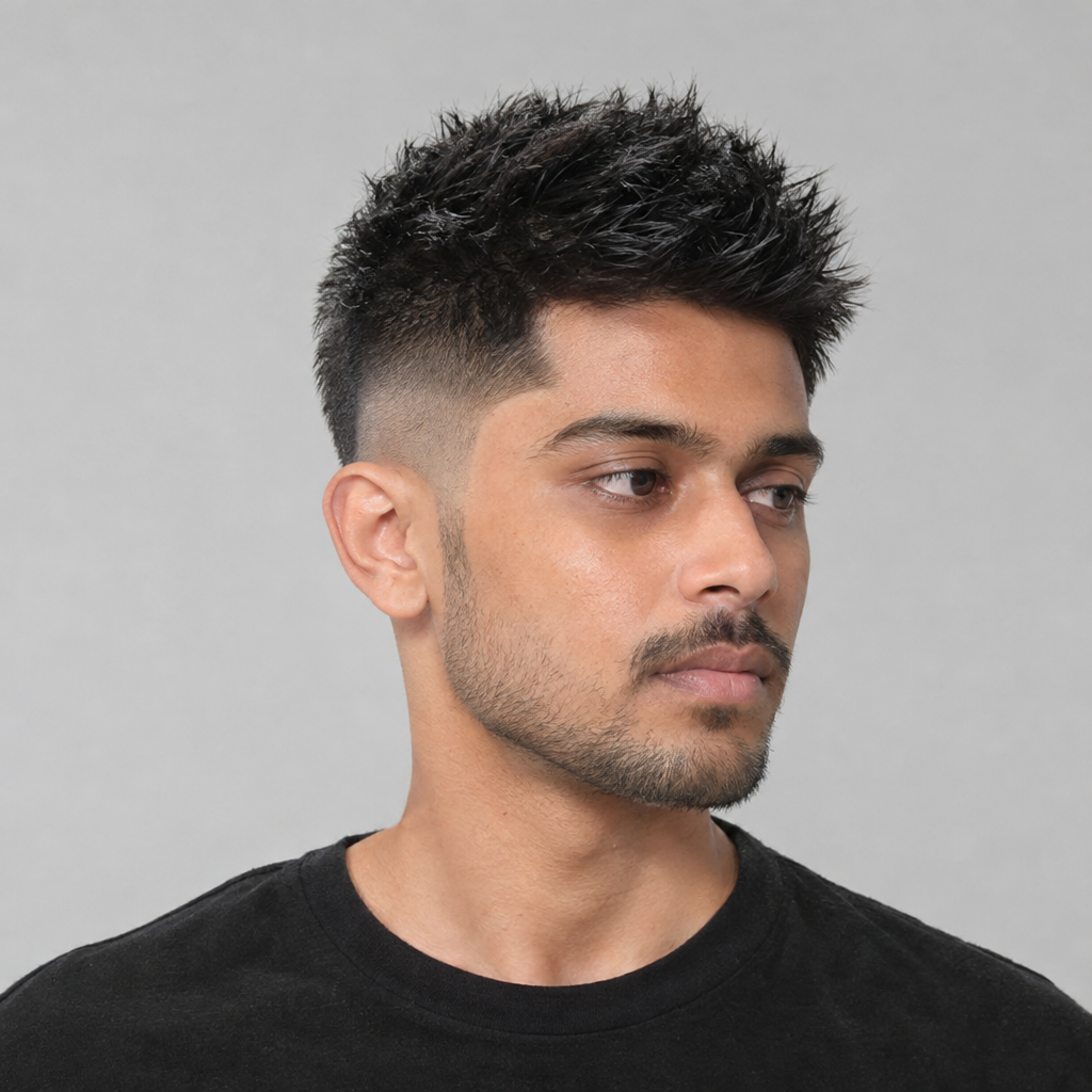 Short spiky fade hairstyle for men