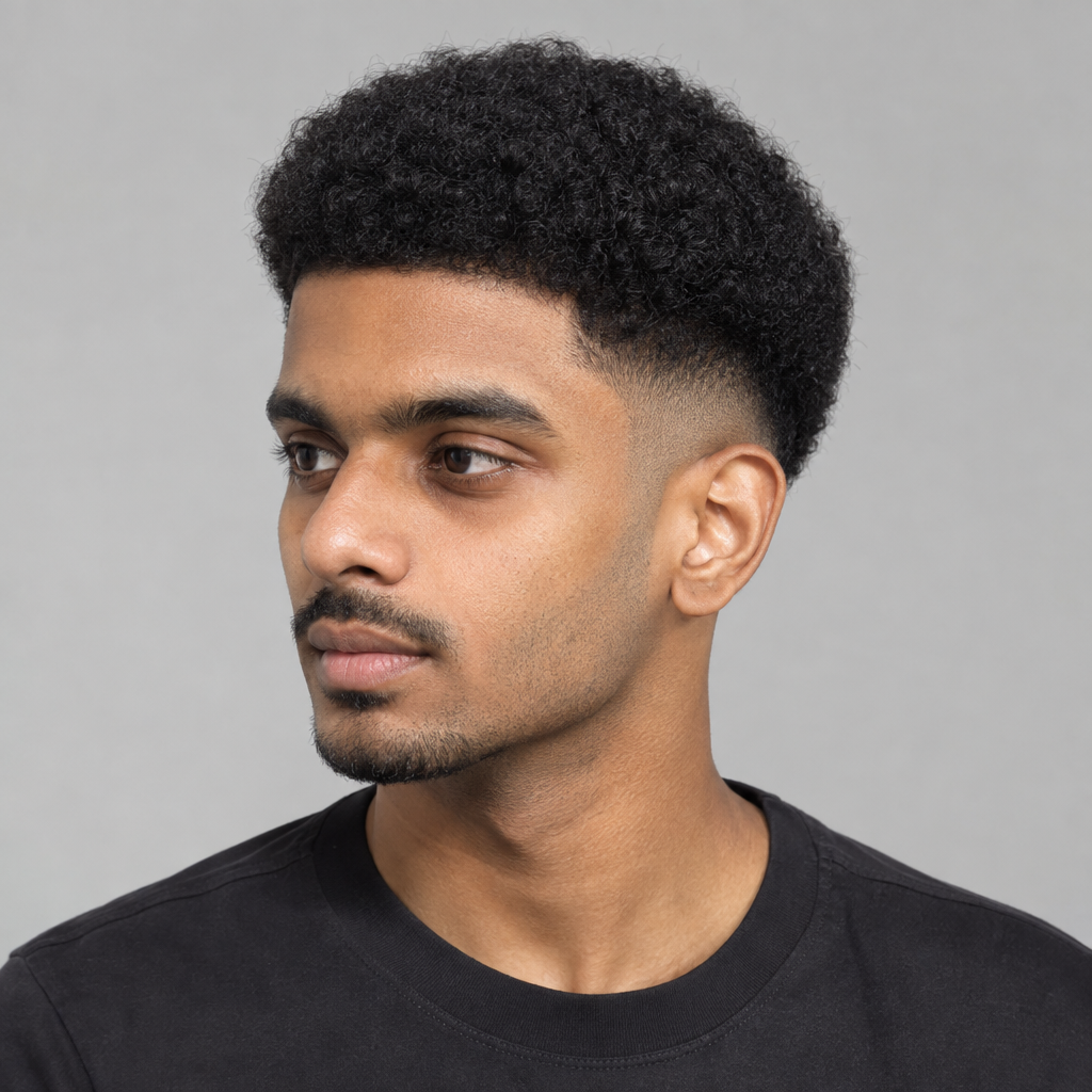 Short Afro fade hairstyle for men