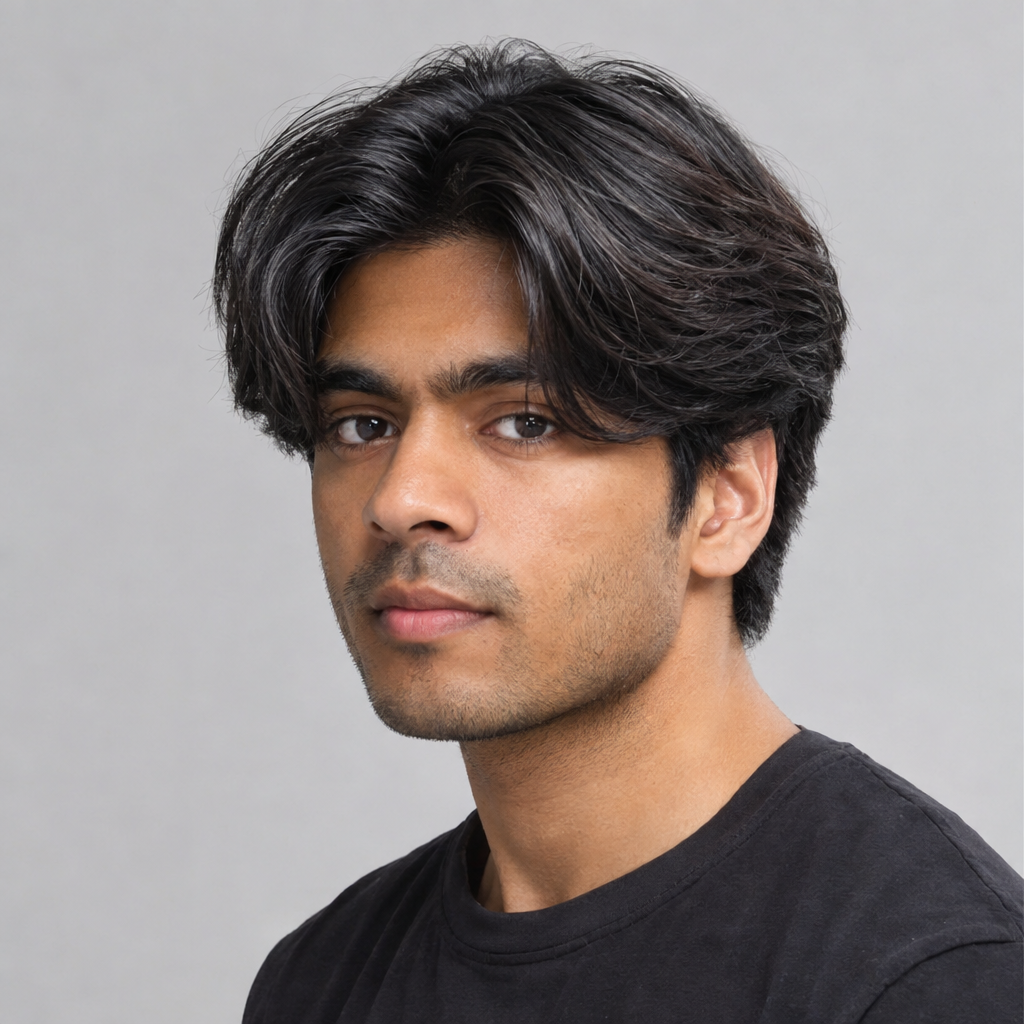 Curtain haircut for men with centre part