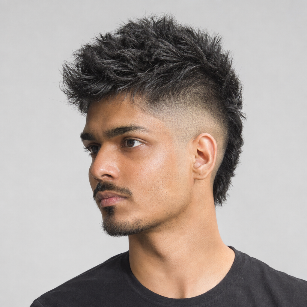 Burst fade mohawk hairstyle for men