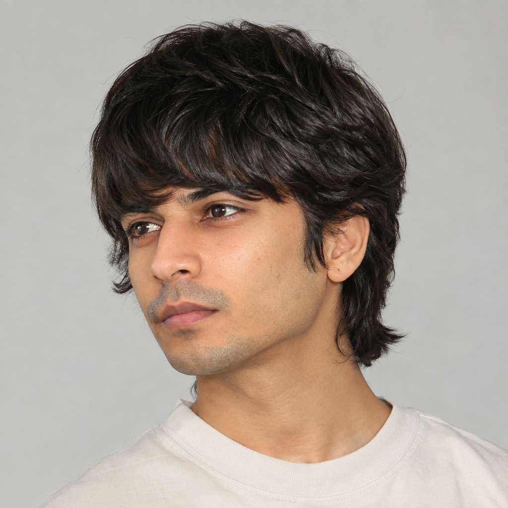 Modern mod cut hairstyle for men