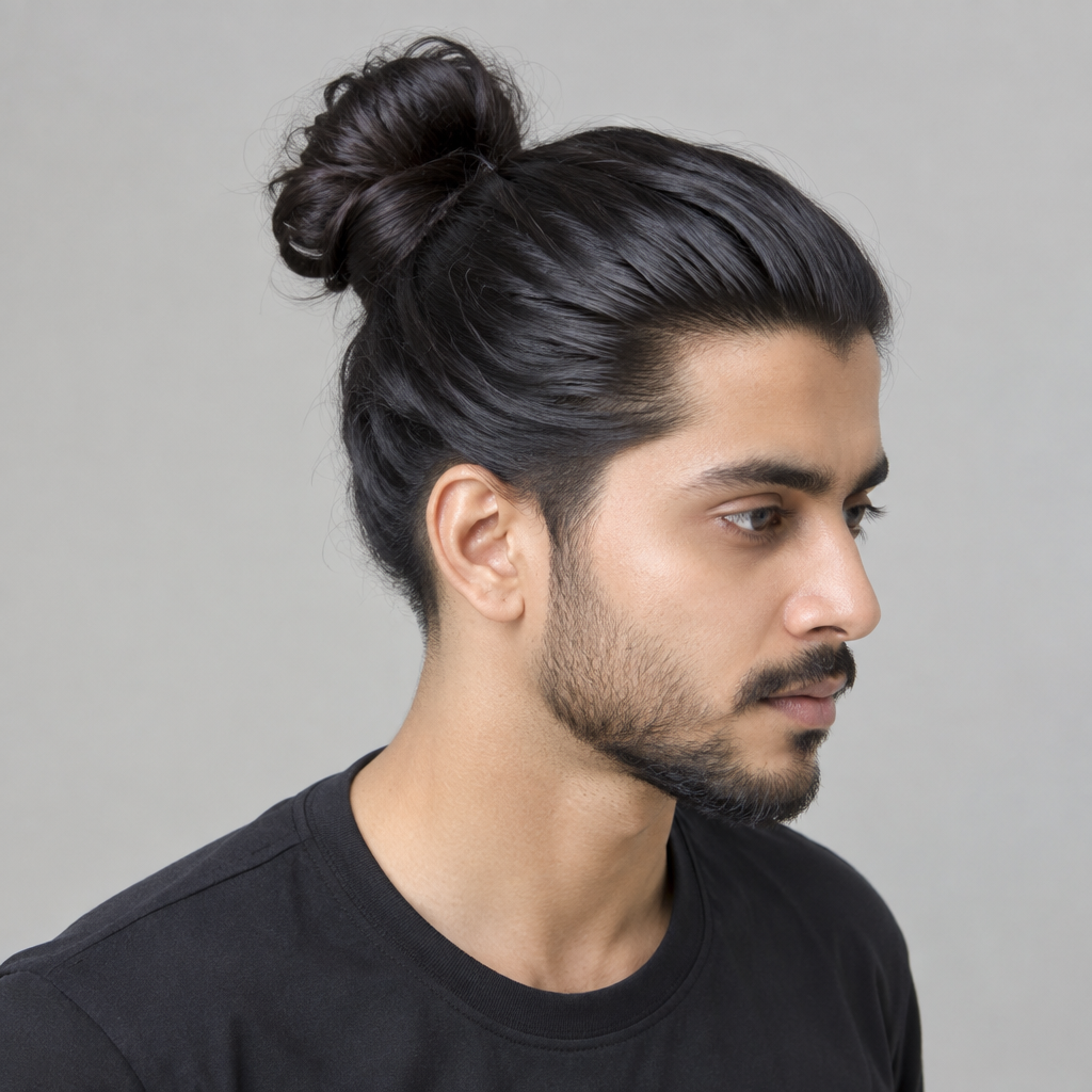 Man bun with taper for men