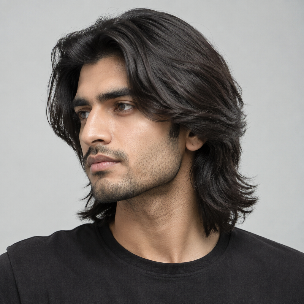 Shoulder length layered hairstyle for men