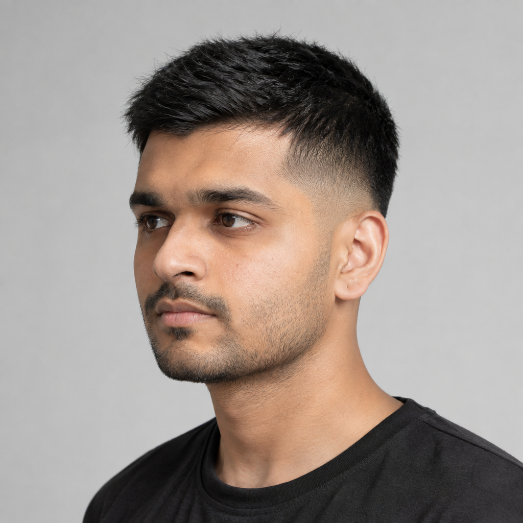 Crew cut with low fade for men