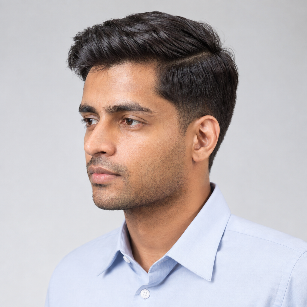 Side part with low taper for men